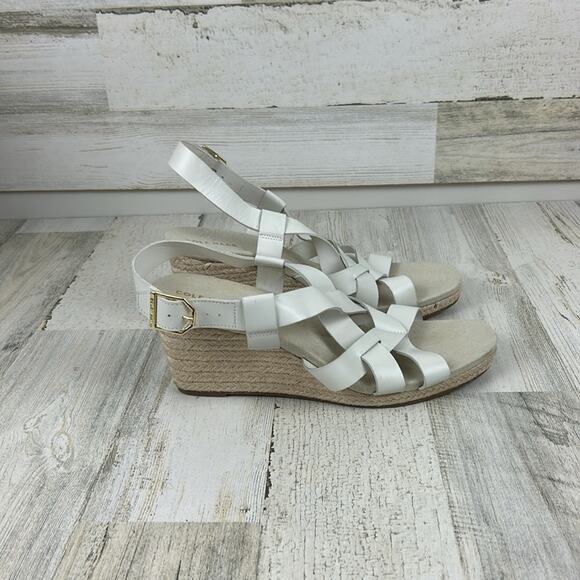 Cole Haan womens 8.5 white leather strappy sandals new slingback wedge summer - Picture 6 of 9
